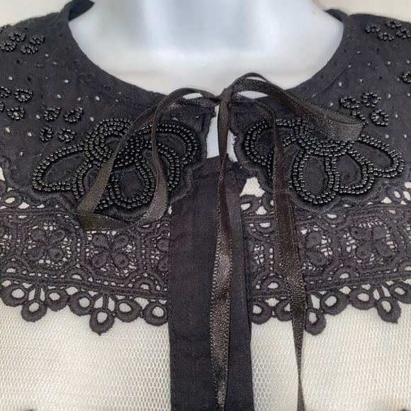 Anthropologie Leifnotes Agraffe Sheer Lace Cardigan Removable Beaded Collar10 - Picture 8 of 14